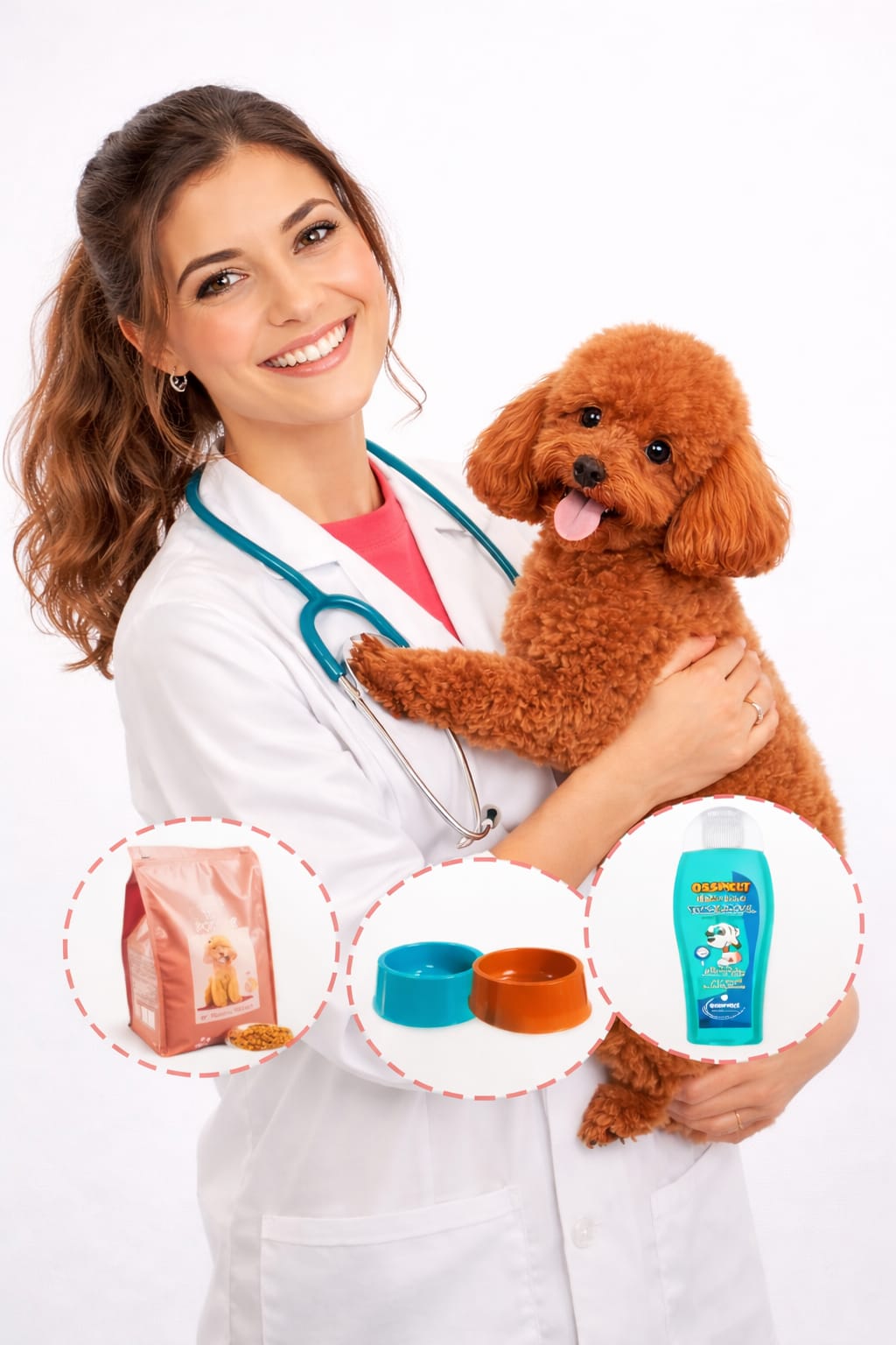 Veterinaria con caniche